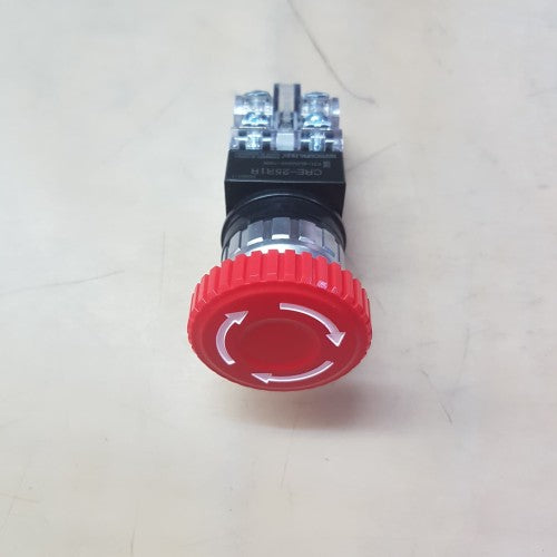 Push Button Emergency Hanyoung Mushroom, Push Lock-Turn to Reset 25 mm Red 1NO+1NC CRE-25R1R