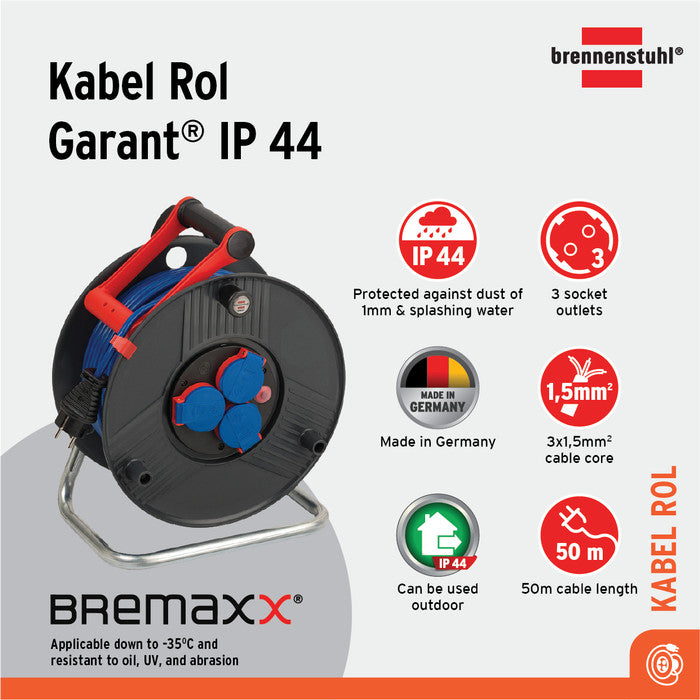 Kabel Roll Brenesthul Garant Outdoor 3Lb 50mtr Black (3x1,5 mm )IP44 (1219830)