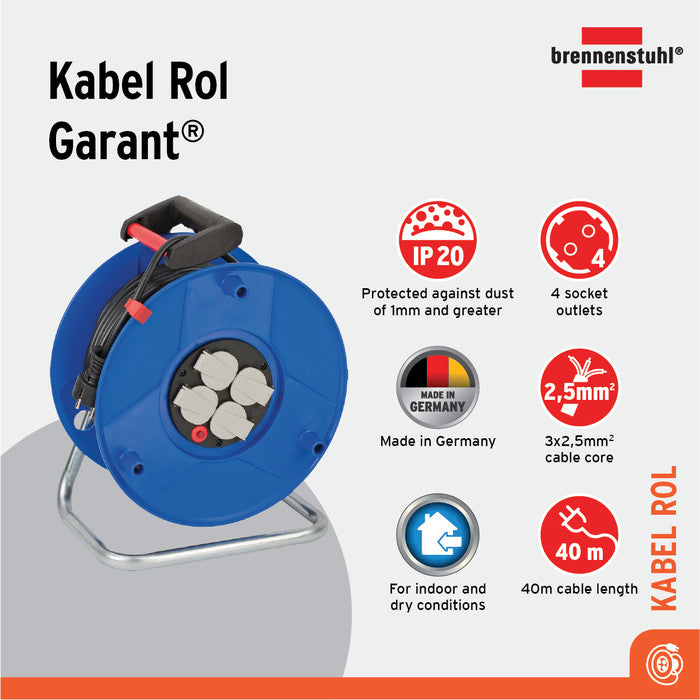 Kabel Roll Brenesthul Garant Compact 40mtr Black (3x2,5 mm ) IP44 (1208300)