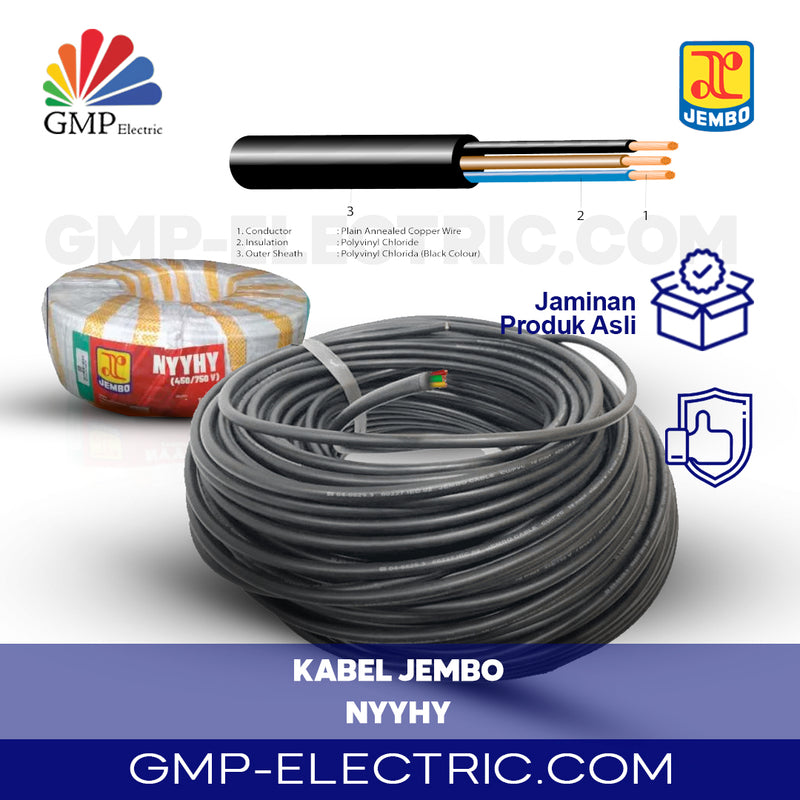 Kabel Serabut Multicore (Color) Jembo NYYHY 2x10 mm Black 300/500V(Ecer)