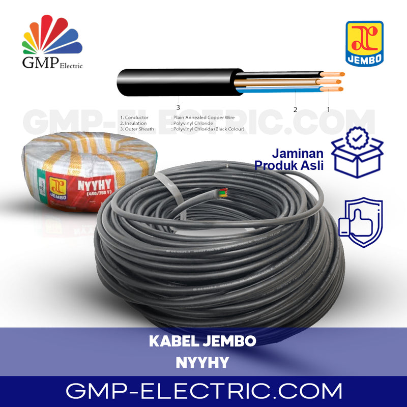 Kabel Serabut Multicore (Color) Jembo NYYHY 3x2,5 mm @100 mtr Black 300/500V