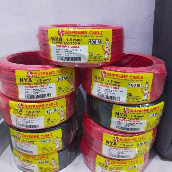 Kabel Solid Single Core Supreme NYA 1x1,5 mm @100 mtr Red 450/750V