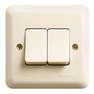 Saklar Broco IB New Gee 2 Gang 1 Way Cream (6622U)