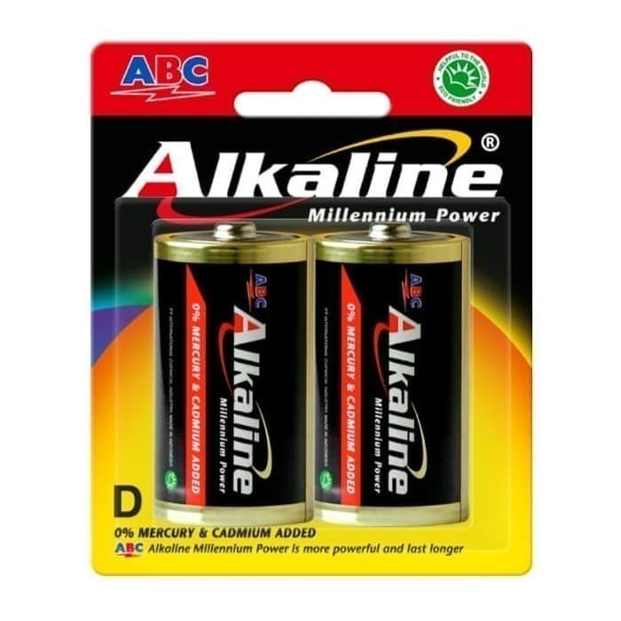 Baterai ABC Alkaline 2xD LR20 Size Black/Silver Besar