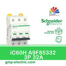 MCB Schneider iC60H, Kurva D 10kA 3P 32A White A9F85333