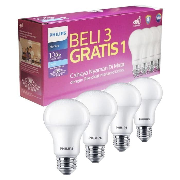 [PACK]Lampu LED Philips E-27 G3 10W [3+1]