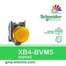 Pilot Lamp Schneider XB4-BVM5 22 mm Metal 220VAC Yellow