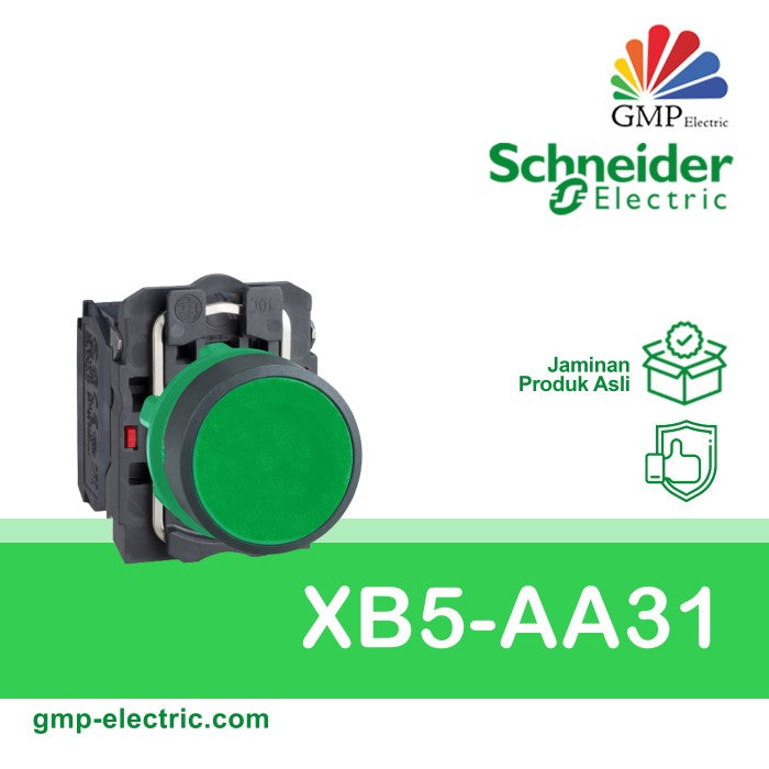 Push Button Switch Schneider XB5-AA31 22 mm Plastic Momentary Green 1N