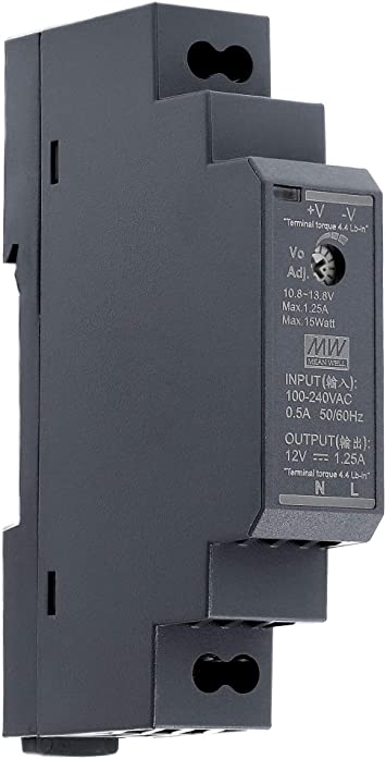 Power Supply Meanwell HDR-15-12 12VDC 1.25A Din Rail Black