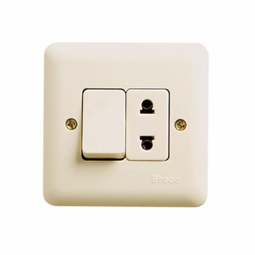 Universal Socket Broco 525361-11 Outlet and Single Switch NG Cream