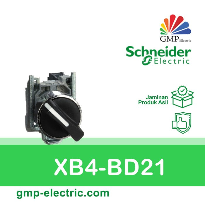 Selector Switch Schneider XB4-BD21 22 mm Metal 2Posisi Stay Put 1NO