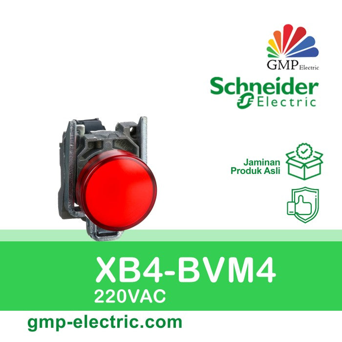 Pilot Lamp Schneider XB4-BVM4 22 mm Metal 220VAC Red