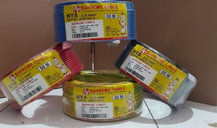 Kabel Solid Single Core Supreme NYA 1x2,5mm @50 mtr Yellow/Green 450/7