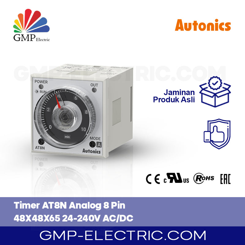 Timer Autonics AT8N Analog 8 Pin 48X48X65 24-240V AC/DC