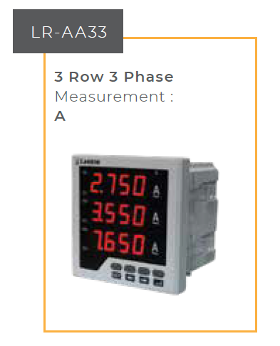 Ampere Meter Digital Larkin LR-AA33 3 Row 3P Accuracy 1, W96xH96mm