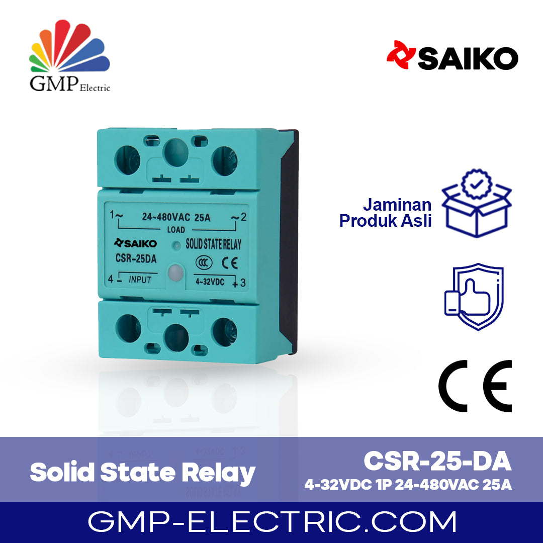 Csr Relay Solid State Relay Saiko CSR-25-DA 4-32VDC 1P 24-480VAC 25A