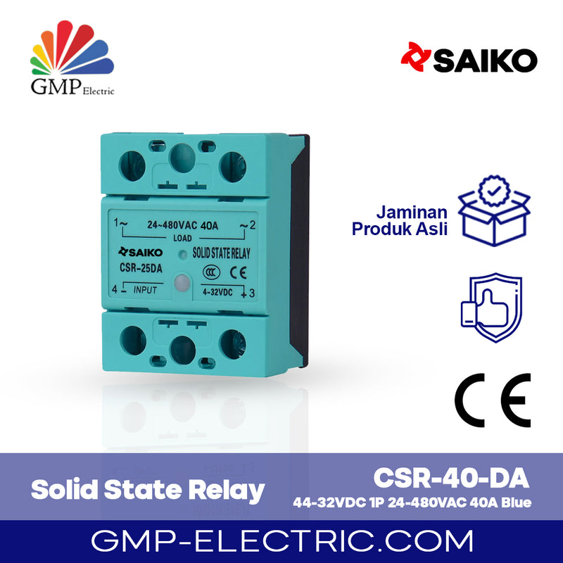 Solid State Relay Saiko CSR-40-DA 4-32VDC 1P 24-480VAC 40A Blue