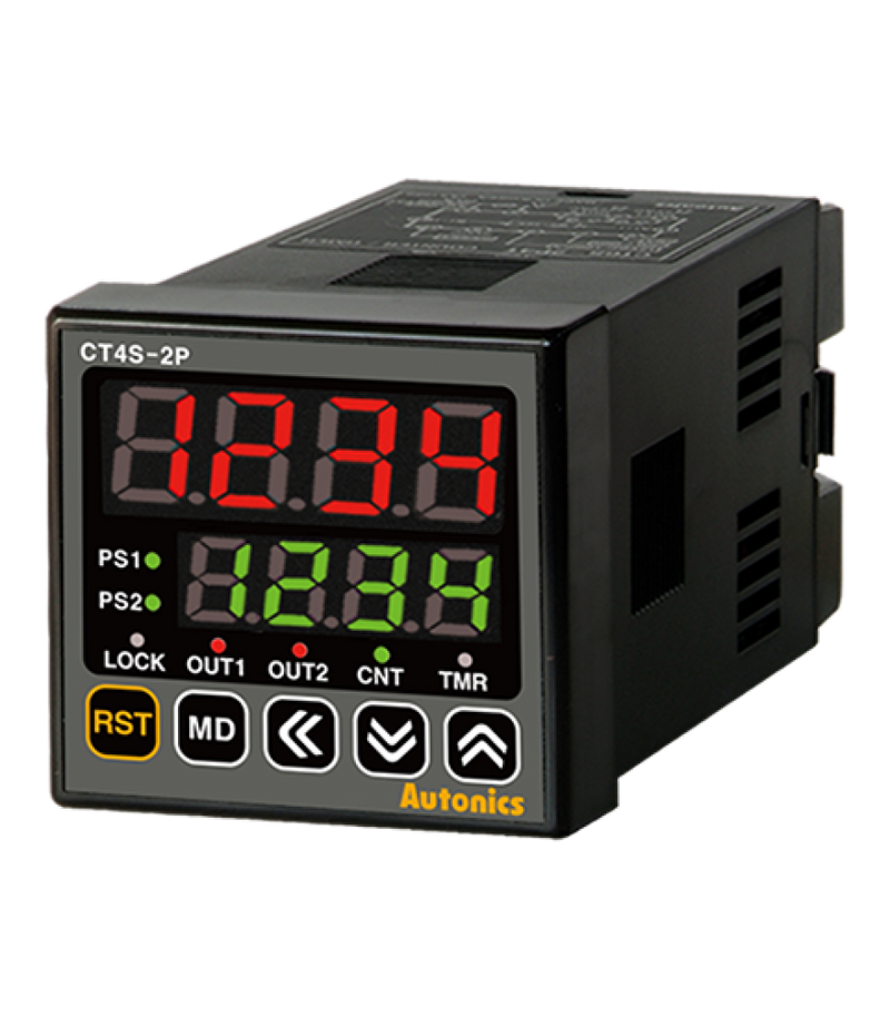 Timer Autonics Digital 4 Digit CT4S-2P4 Dual Preset, 24VAC/24-48VDC Din 48(W)x48(H) mm Black
