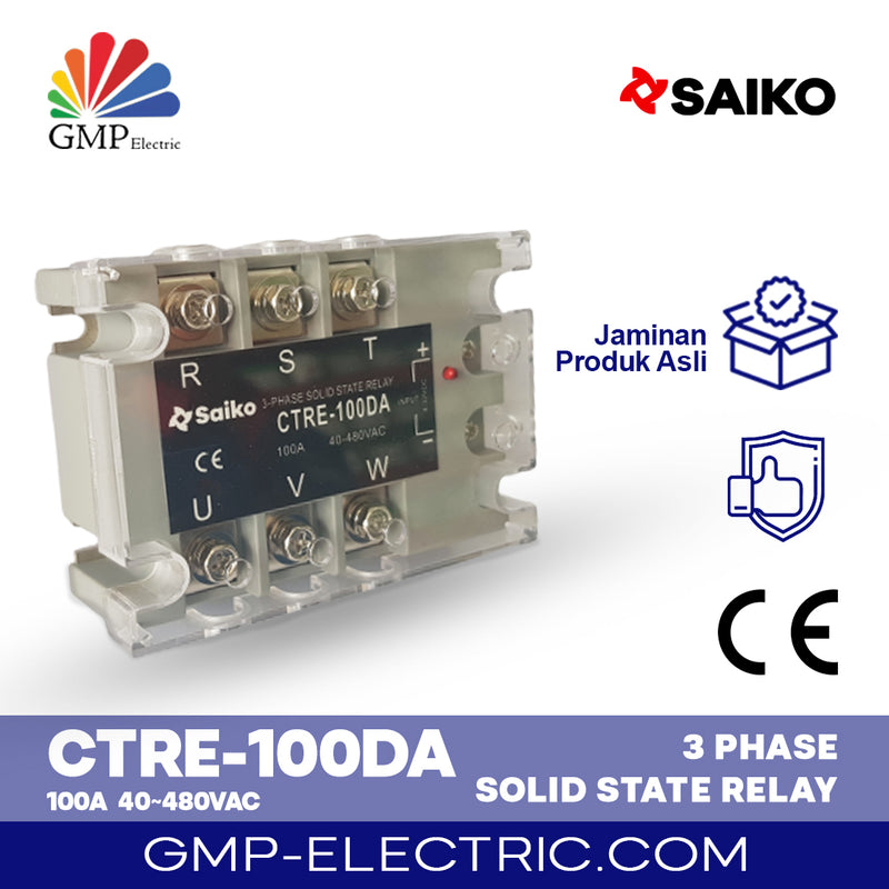 Solid State Relay Saiko ECO CTRE-100DA 4-32VDC 3P 24-480VAC 100A