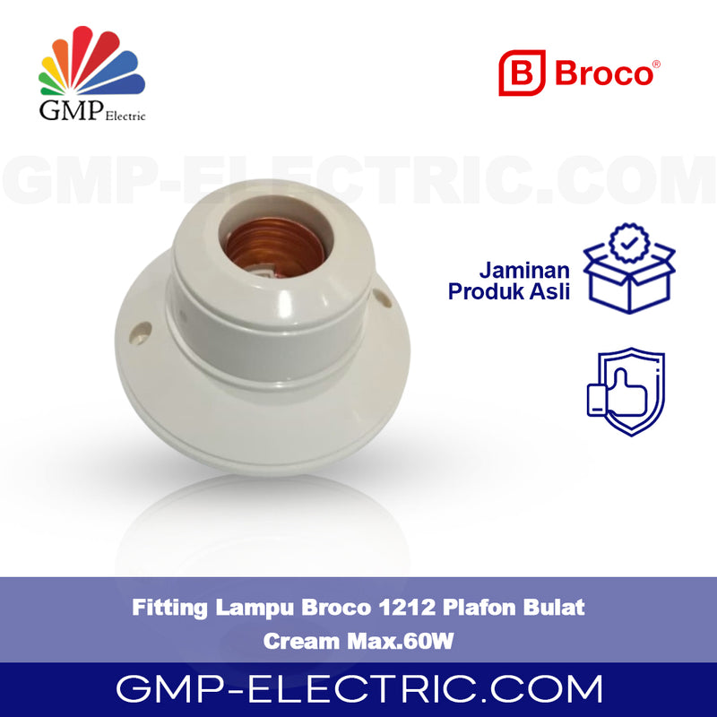 Fitting Lampu Broco 1212 Plafon Bulat Cream Max.60W
