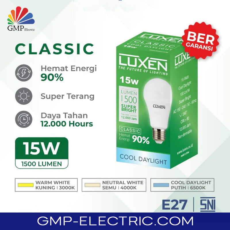 Lampu LED Bulb Luxen Classic 15W CDL 150-240V 100LM/W 6500K