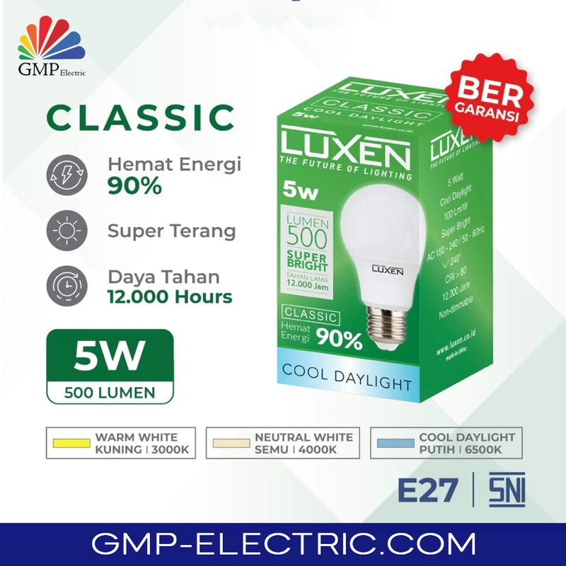 Lampu LED Bulb Luxen Classic 5W CDL 150-240V 100LM/W 6500K