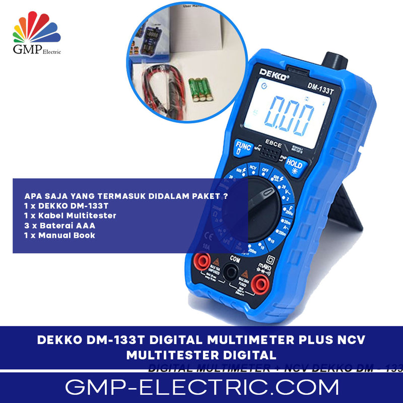 DEKKO DIGITAL MULTITESTER MULTIMETER AVOMETER DM-133T TRUE RMS NCV