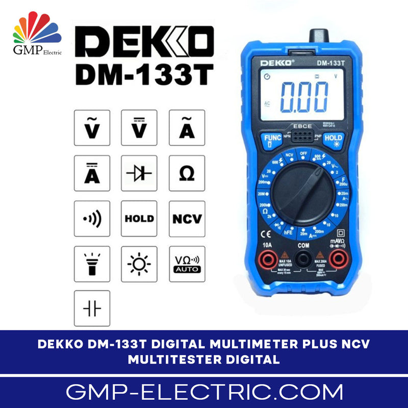 DEKKO DIGITAL MULTITESTER MULTIMETER AVOMETER DM-133T TRUE RMS NCV
