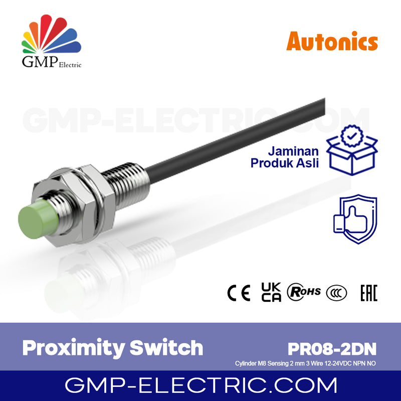 Proximity Switch Autonics PR08-2DN Cylinder M8 Sensing 2 mm 3 Wire 12-24VDC NPN NO