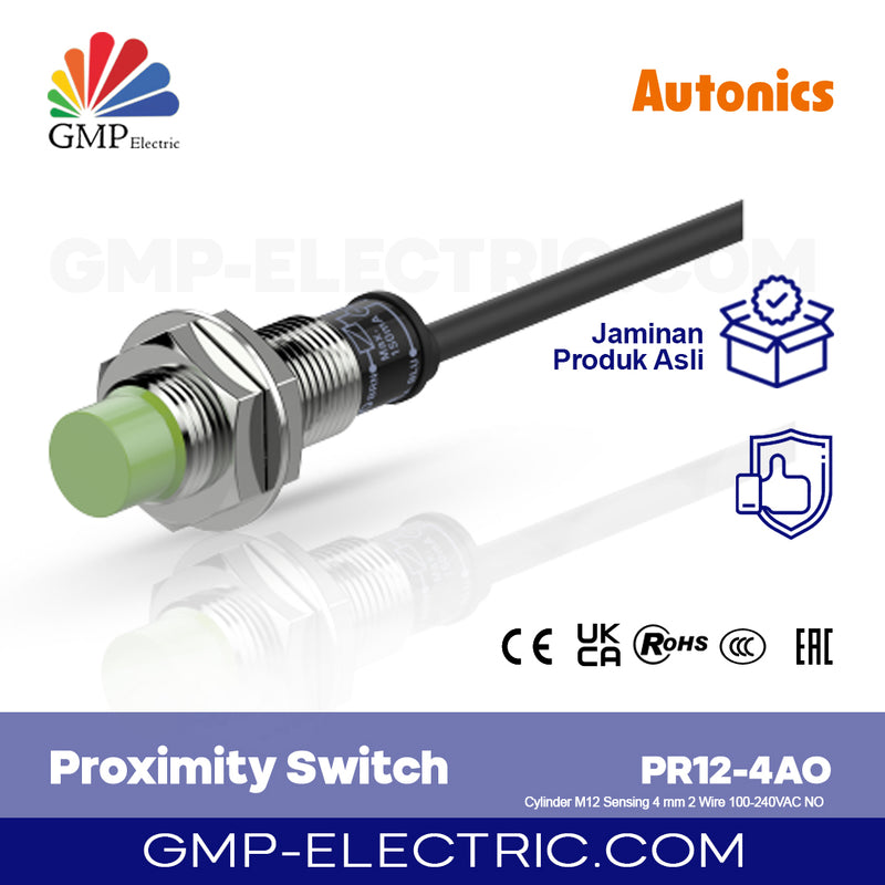 Proximity Switch Autonics PR12-4AO Cylinder M12 Sensing 4 mm 2 Wire 100-240VAC NO