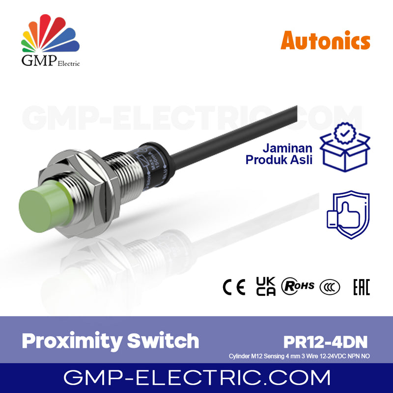 Proximity Switch Autonics PR12-4DN Cylinder M12 Sensing 4 mm 3 Wire 12-24VDC NPN NO