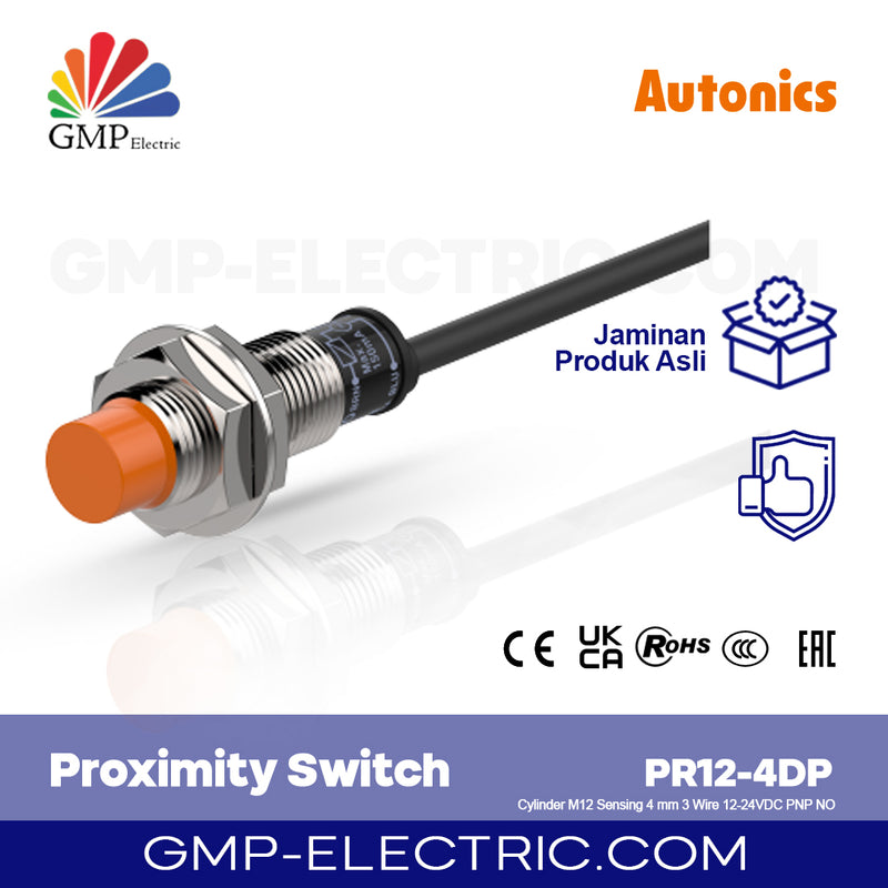 Proximity Switch Autonics PR12-4DP Cylinder M12 Sensing 4 mm 3 Wire 12-24VDC PNP NO