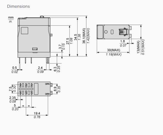 Relay Schneider RXG22BD 24VDC, LED Indicator, 2 C/O 5A 250VAC