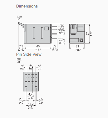 Relay Schneider RXM4AB2P7 230VAC, LED Indicator, 4 C/O 6A 250VAC