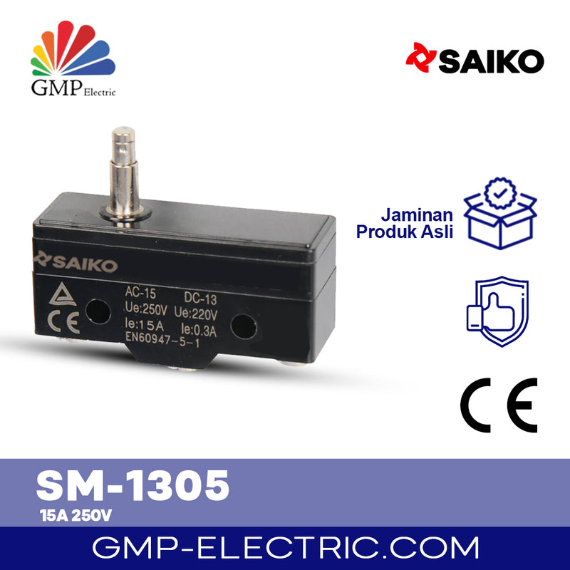 Basic Limit Switch Slim Spring Plunger Saiko SM-1305 15A 250V