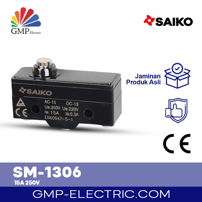 Basic Limit Switch Short Spring Plunger Saiko SM-1306 15A 250V