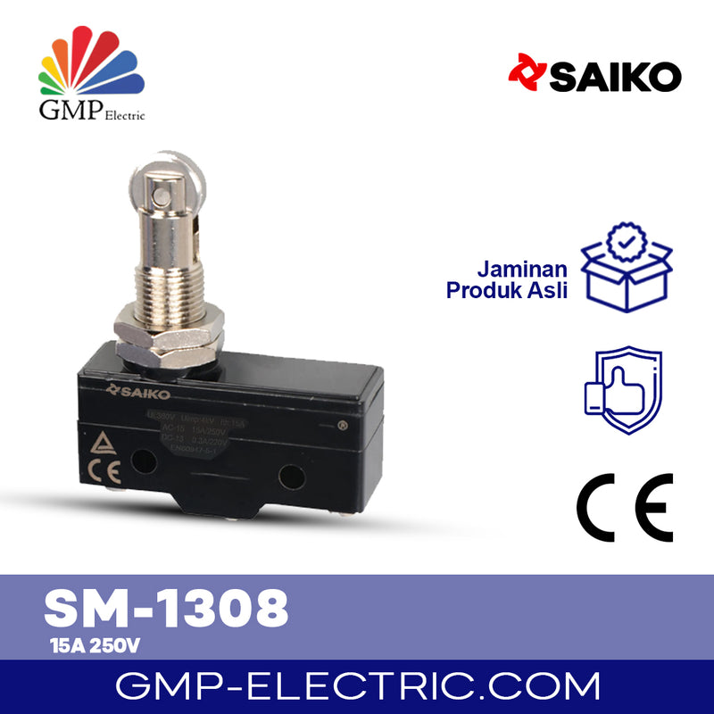 Basic Limit Switch Panel Mount Roller Plunger Saiko SM-1308 15A 250V