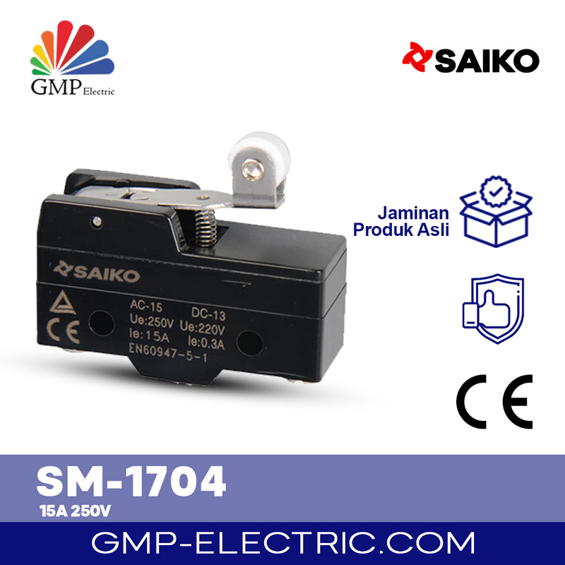 Basic Limit Switch Short Hinge Plastic Roller Lever Saiko SM-1704 15A 250V
