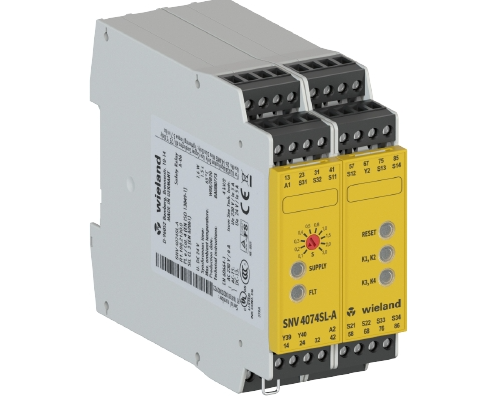 Safety Relay Wieland SNV 4074SL-A 300S 24VDC R1.188.2190.0 F/ Monitor E-Stop & Safety Gate/light barrier, Off Delay