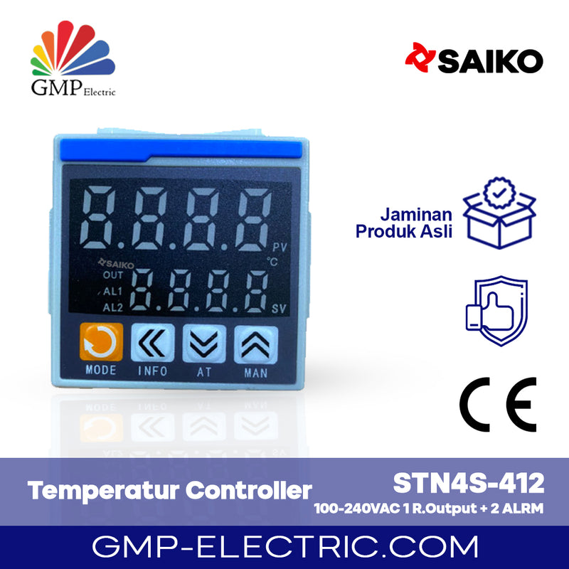 Temperatur Controller Saiko 48x48mm STN4S-412 100-240VAC 1 R.Output + 2 ALRM