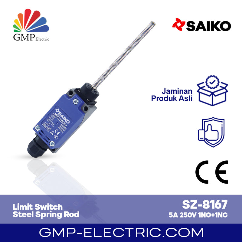 Limit Switch Saiko Steel Spring Rod SZ-8167 5A 250V 1NO+1NC