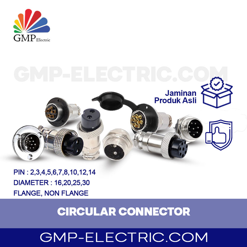 Circular Connector N/B Flange 30 mm Chrome 2 pin