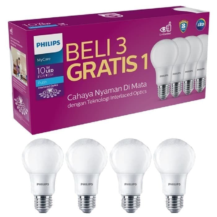 [PACK]Lampu LED Philips E-27 G3 10-83W White [3+1]