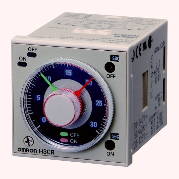 Timer Analog Omron H3CR-F8N 220VAC H45xW45mm 8 Pin Multiple Time Ranges, Twin Timer