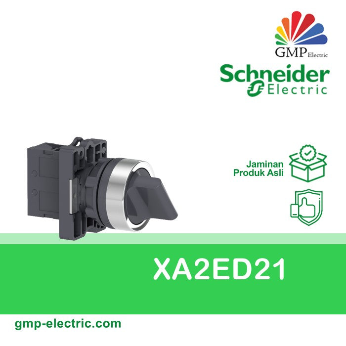 Selector Switch Schneider XA2ED21 22 mm Plastic 2Posisi Stay Put Black 1NO