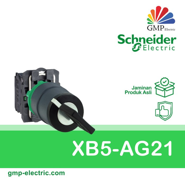 Selector Switch Schneider XB5-AG21 22 mm Plastic Key 2Posisi Stay Put Black 1NO