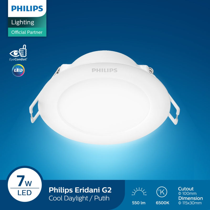 Downlight LED Philips 59261-65K D.100mm 7W CDL(6500K) Eridani NEW