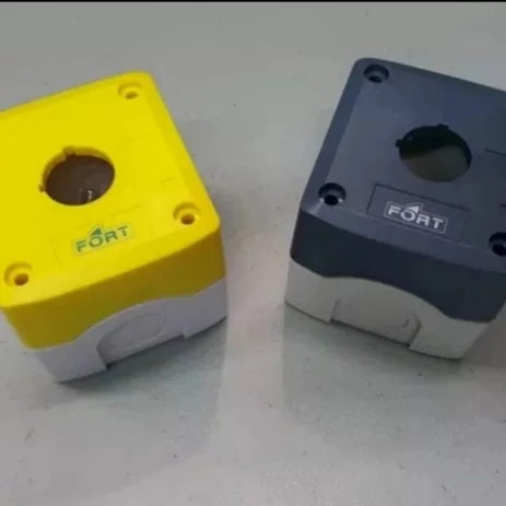 Box Push Button Fort PVC 1 Lubang 22 mm Grey-Yellow