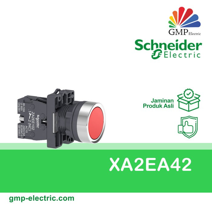 Push Button Schneider XA2EA42 22 mm Plastic Momentary Red 1NC