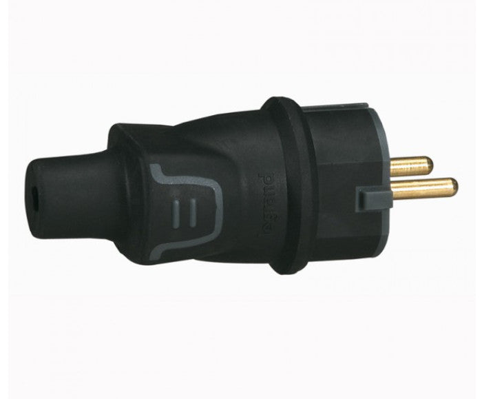 Stecker Plug Legrand Rubber 2P+E 16A Black 50196